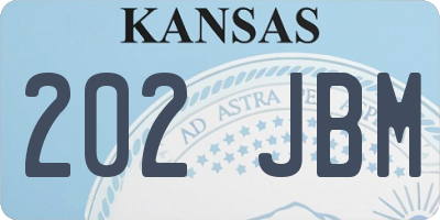 KS license plate 202JBM