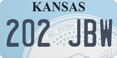 KS license plate 202JBW