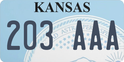 KS license plate 203AAA