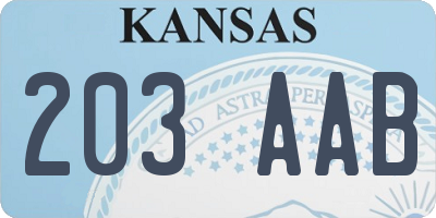 KS license plate 203AAB