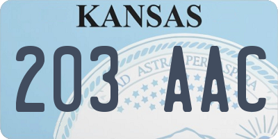 KS license plate 203AAC