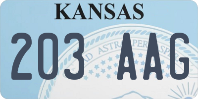 KS license plate 203AAG