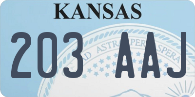 KS license plate 203AAJ