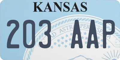 KS license plate 203AAP