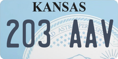 KS license plate 203AAV
