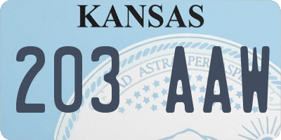 KS license plate 203AAW