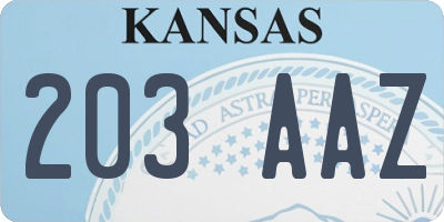 KS license plate 203AAZ
