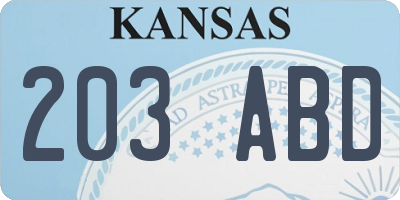KS license plate 203ABD