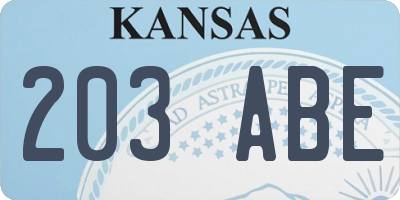 KS license plate 203ABE