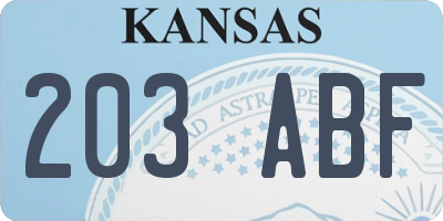 KS license plate 203ABF