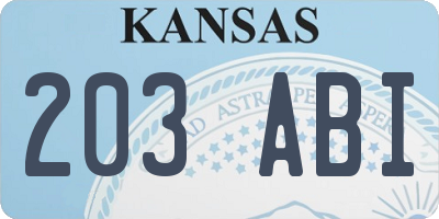 KS license plate 203ABI