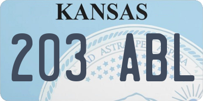 KS license plate 203ABL