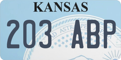 KS license plate 203ABP