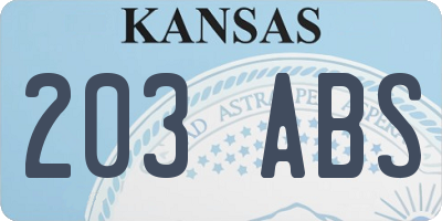KS license plate 203ABS