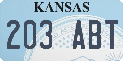 KS license plate 203ABT