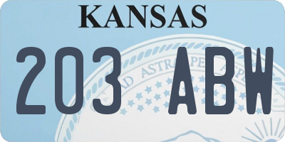 KS license plate 203ABW