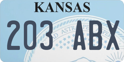 KS license plate 203ABX