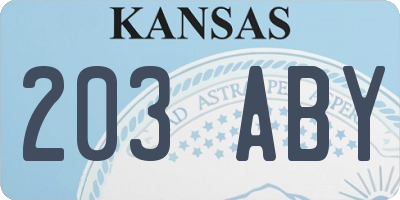 KS license plate 203ABY