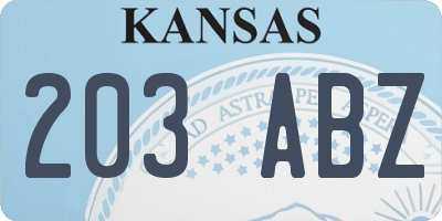 KS license plate 203ABZ