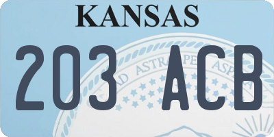 KS license plate 203ACB