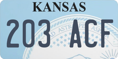 KS license plate 203ACF