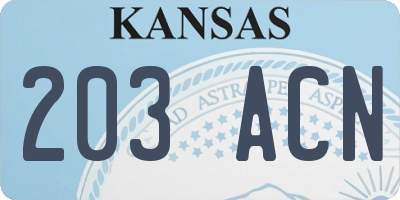 KS license plate 203ACN