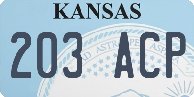 KS license plate 203ACP
