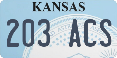 KS license plate 203ACS