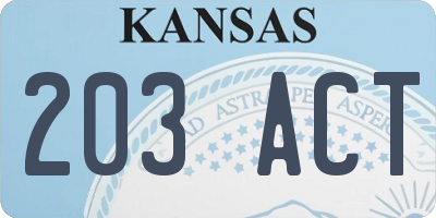 KS license plate 203ACT