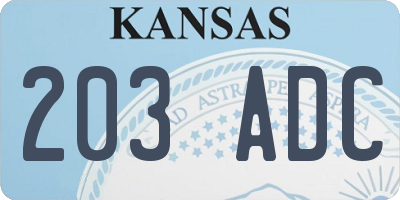 KS license plate 203ADC