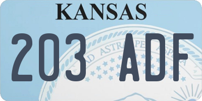 KS license plate 203ADF