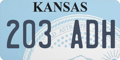 KS license plate 203ADH