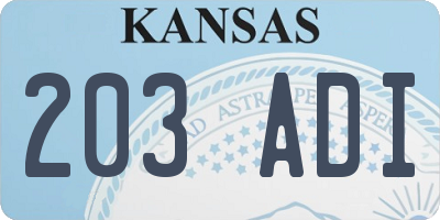 KS license plate 203ADI