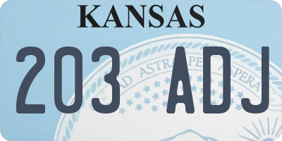 KS license plate 203ADJ