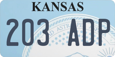 KS license plate 203ADP