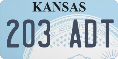 KS license plate 203ADT