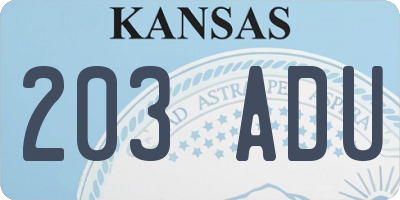 KS license plate 203ADU