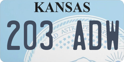 KS license plate 203ADW