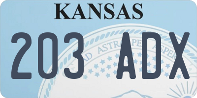 KS license plate 203ADX