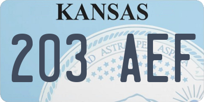 KS license plate 203AEF