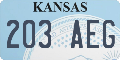 KS license plate 203AEG