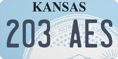 KS license plate 203AES