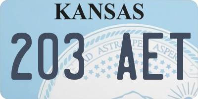 KS license plate 203AET