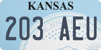 KS license plate 203AEU