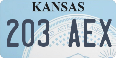 KS license plate 203AEX