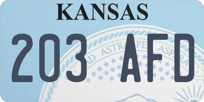 KS license plate 203AFD