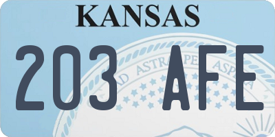 KS license plate 203AFE