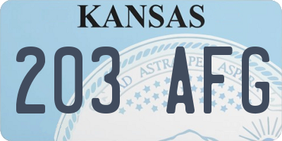 KS license plate 203AFG