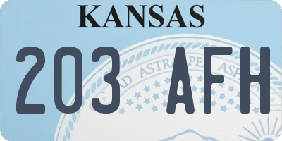 KS license plate 203AFH