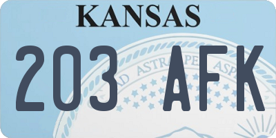 KS license plate 203AFK